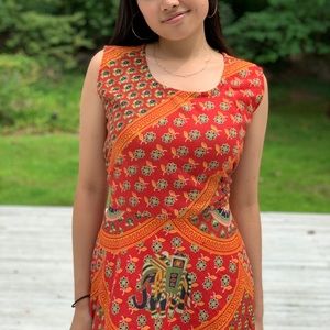 Ethnic Indian Long Dress w/ Multicolor Detailing